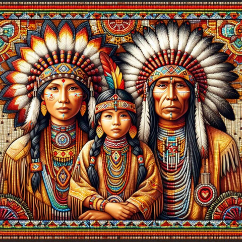 Image of Beautiful diamond painting showcasing an Indian family portrait.