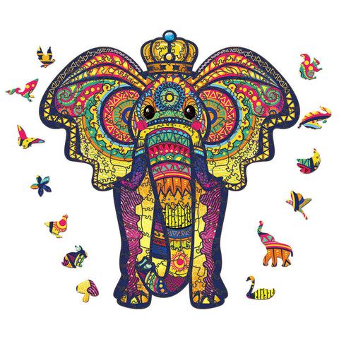 Image of Vibrant Elephant Wooden Jigsaw Puzzle