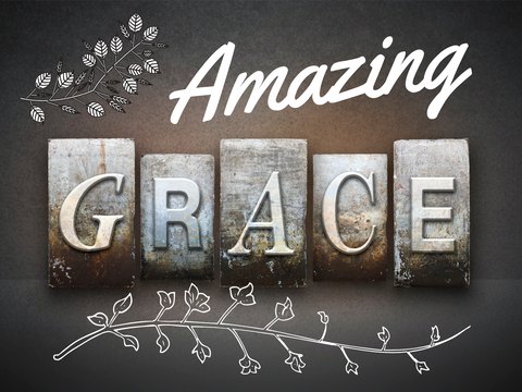 Image of Diamond painting with vintage metal letters spelling "Amazing Grace".