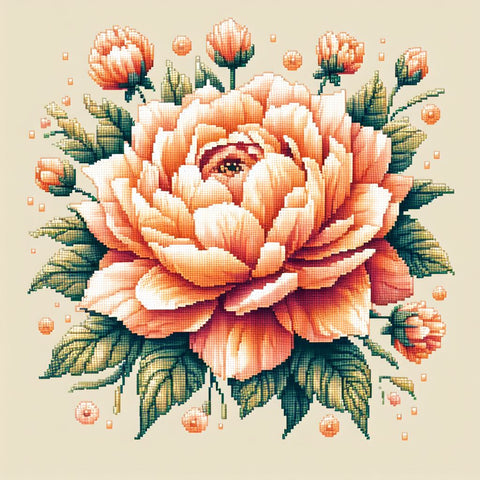 Image of peach rose diamond painting vintage floral art