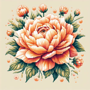 peach rose diamond painting vintage floral art