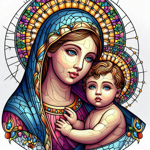 Image of Virgin Mary and baby Jesus diamond painting religious art