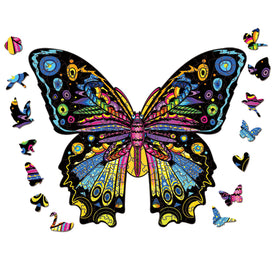 Colorful Butterfly Shaped Wooden Jigsaw Puzzle