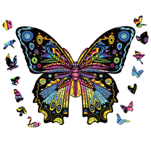 Colorful Butterfly Shaped Wooden Jigsaw Puzzle