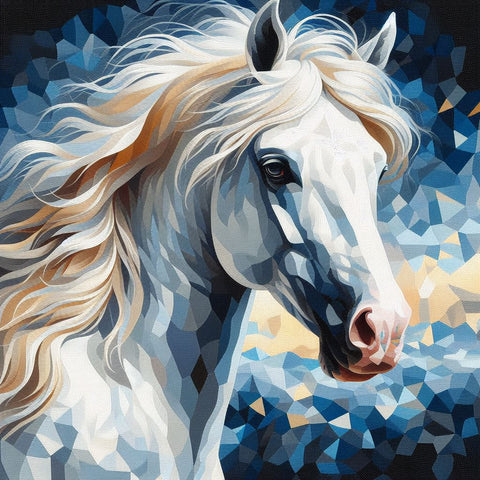 Image of Diamond painting of a majestic white horse