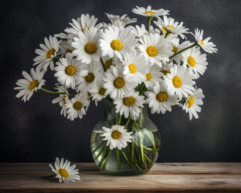 Image of Diamond painting of a beautiful and serene bouquet of white daisies