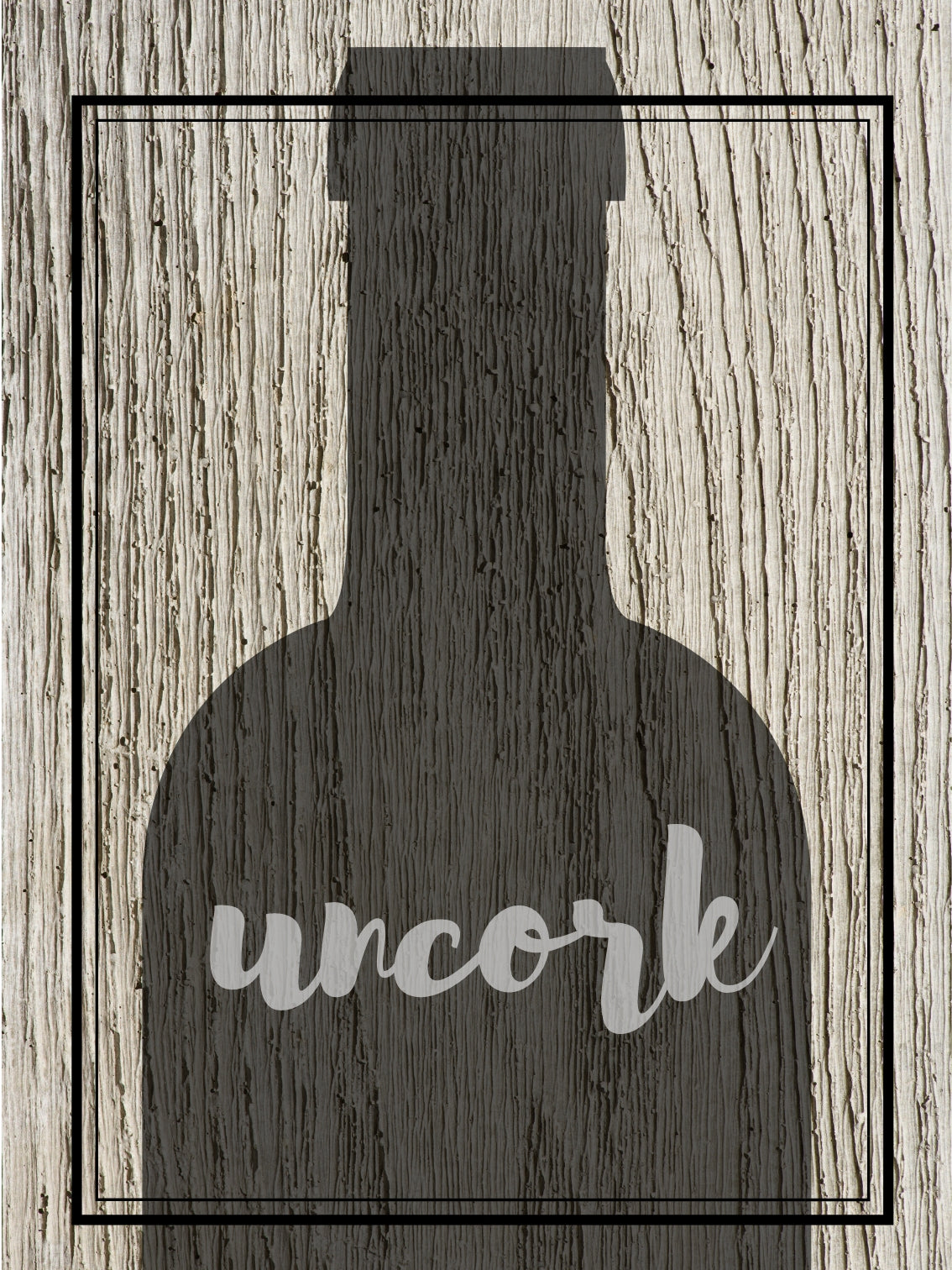 Diamond Painting of a Wine Bottle Silhouette with the Word 'Uncork