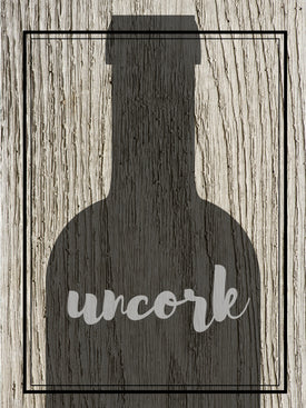 Diamond Painting of a Wine Bottle Silhouette with the Word 'Uncork