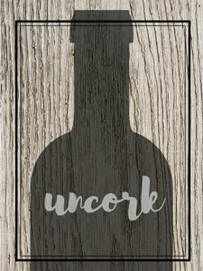 Diamond Painting of a Wine Bottle Silhouette with the Word 'Uncork