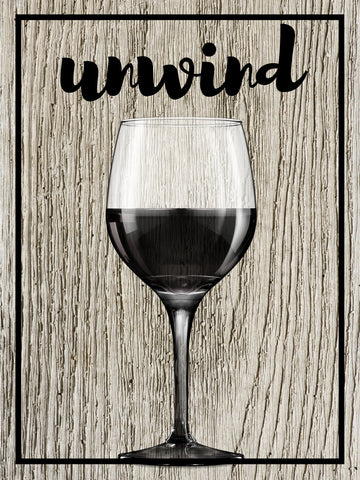 Image of Diamond Painting of a Wine Glass with the Word 'Unwind'