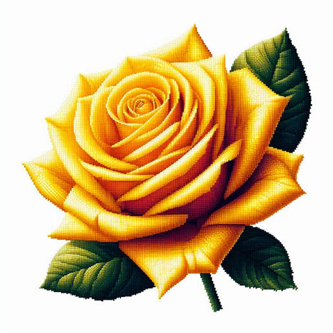 Image of Diamond painting of a yellow rose in full bloom