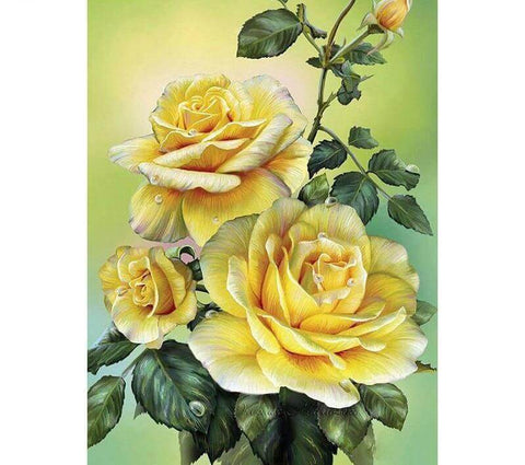 Image of Diamond painting of three yellow roses.