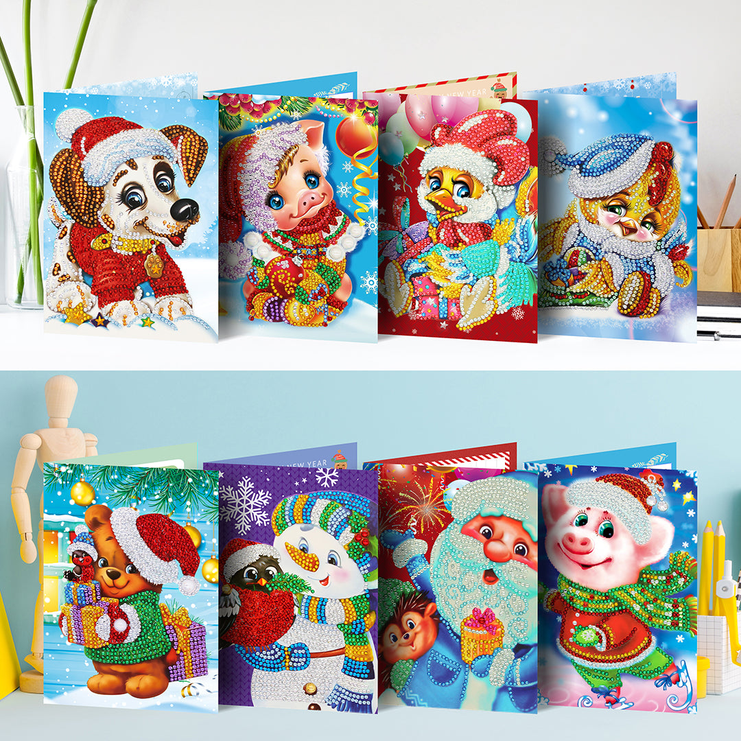 Animal Christmas (8pcs) - DIY Diamond Painting Christmas Cards