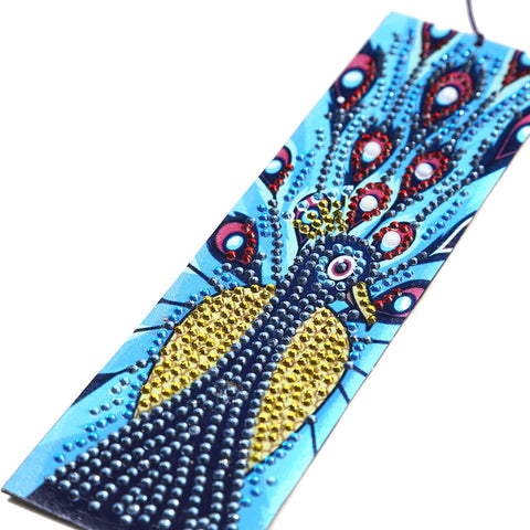 Image of Peacock in Blue - Diamond Painting Bookmark