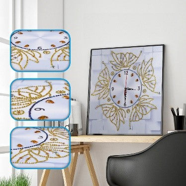 Image of Rhinestone Golden Butterfly Wall Clock - DIY Diamond Painting
