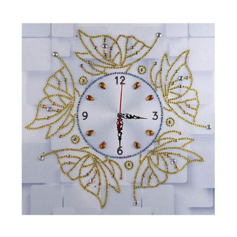 Image of Rhinestone Golden Butterfly Wall Clock - DIY Diamond Painting