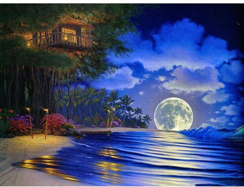 Image of Seashore Moonlight Scenery - DIY Diamond Painting