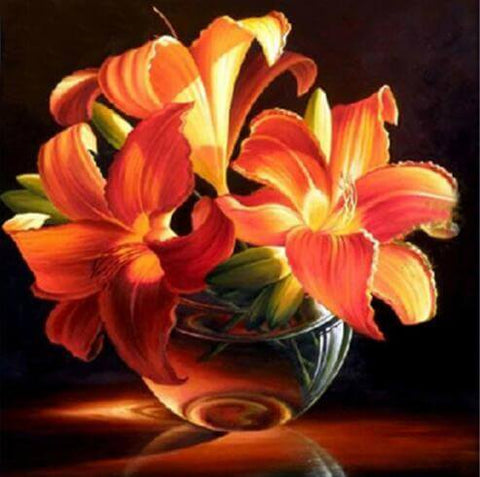Image of Blooming Orange Flower - DIY Diamond Painting