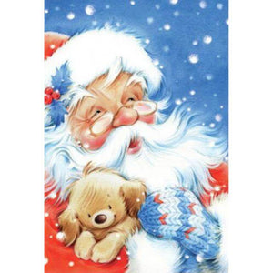 Santa holding puppy - DIY Diamond Painting