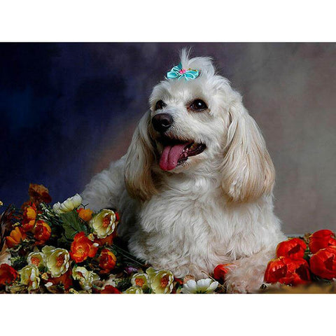 Image of White little Dog- DIY Diamond  Painting