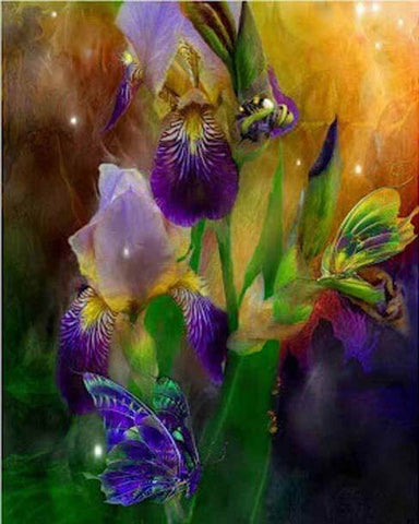 Image of Glowing Iris flowers - DIY Diamond Painting