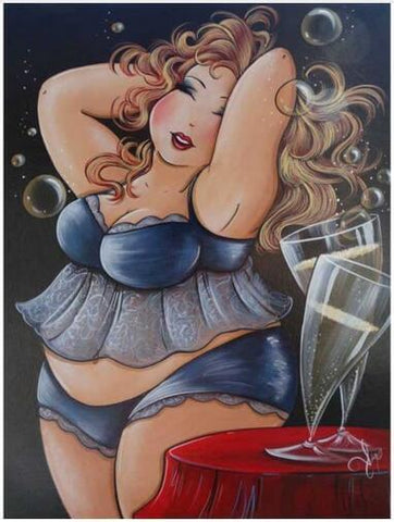 Image of Girl with Champagne - DIY Diamond Painting