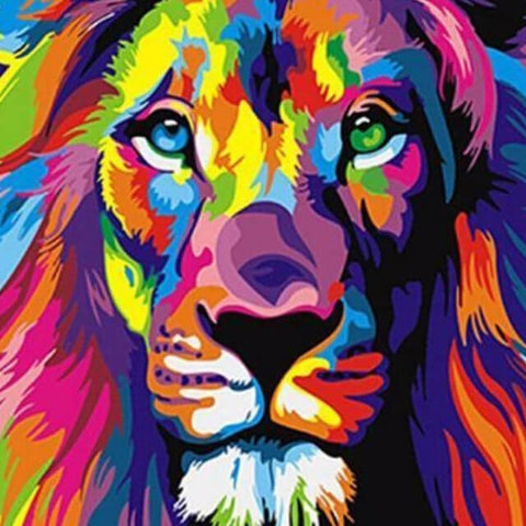 Image of Colourful Abstract Lion - DIY Painting By Numbers