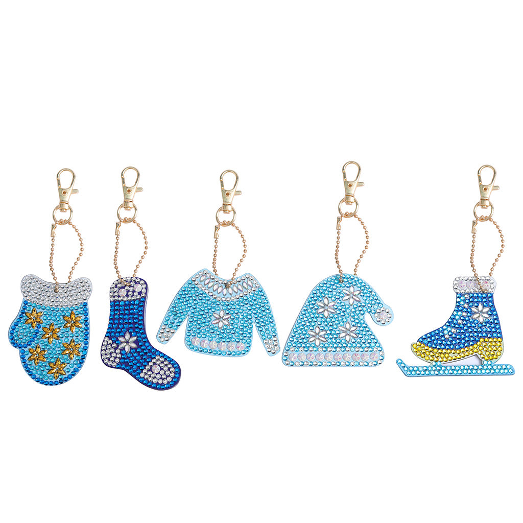 White Christmas (5pcs) - DIY Diamond Painting Keychain