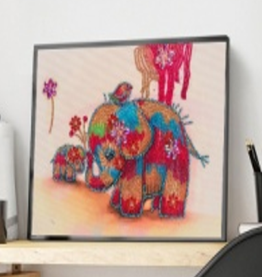 Image of Colorful Elephant Special Shaped Drills DIY Partial Diamond Painting