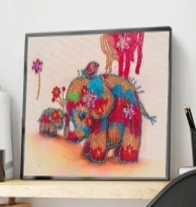 Colorful Elephant Special Shaped Drills DIY Partial Diamond Painting
