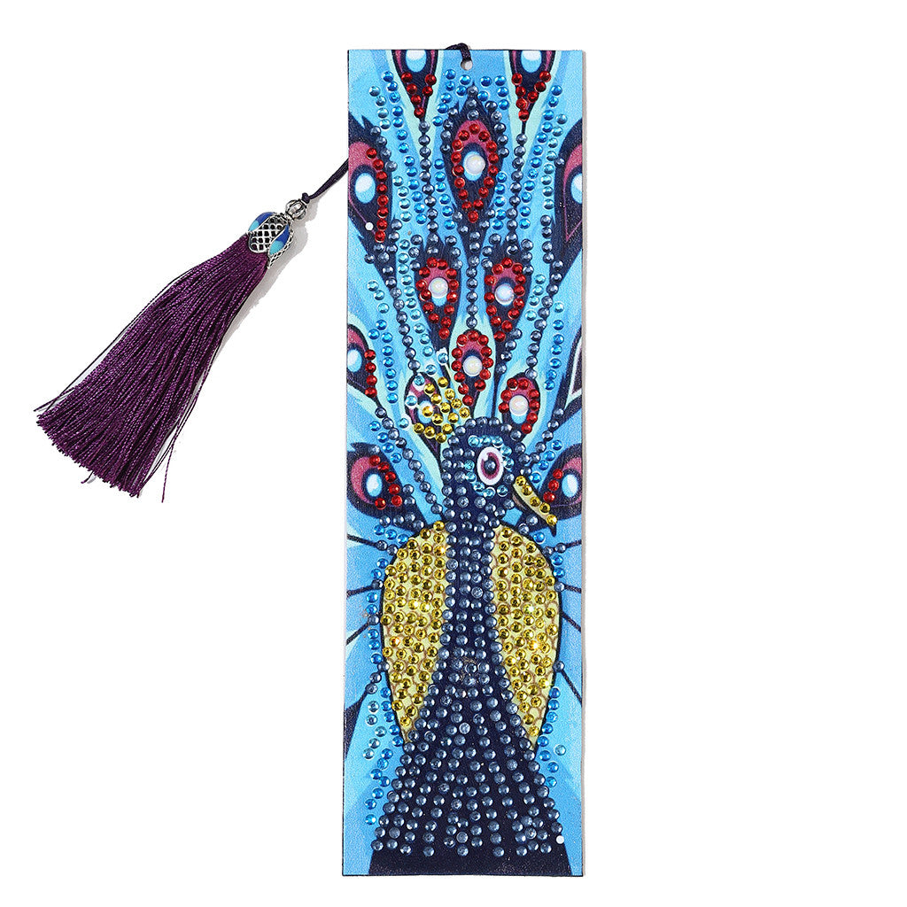 Peacock in Blue - Diamond Painting Bookmark