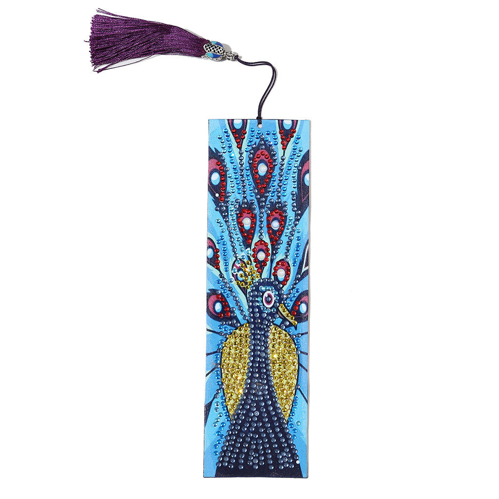 Peacock in Blue - Diamond Painting Bookmark
