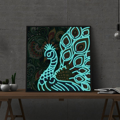 Image of Peacock - DIY Diamond Painting Glow in the Dark
