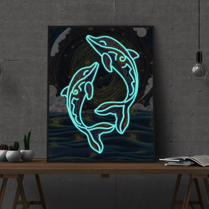 Dolphins - DIY Diamond Painting Glow in the Dark