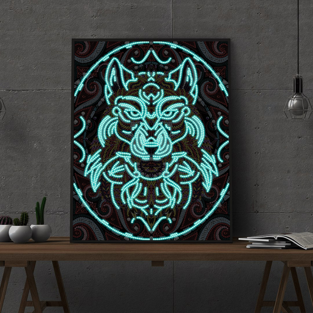 Fierce Wolf - DIY Diamond Painting Glow in the Dark