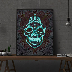 Doodle Skull - DIY Diamond Painting Glow in the Dark