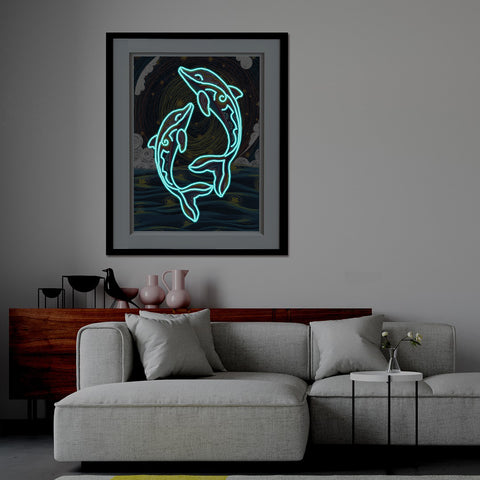 Image of Dolphins - DIY Diamond Painting Glow in the Dark