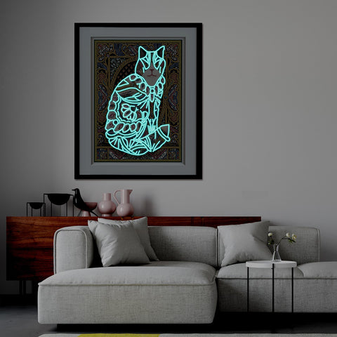 Image of Fierce Cat - DIY Diamond Painting Glow in the Dark