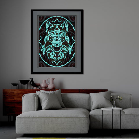 Image of Fierce Wolf - DIY Diamond Painting Glow in the Dark