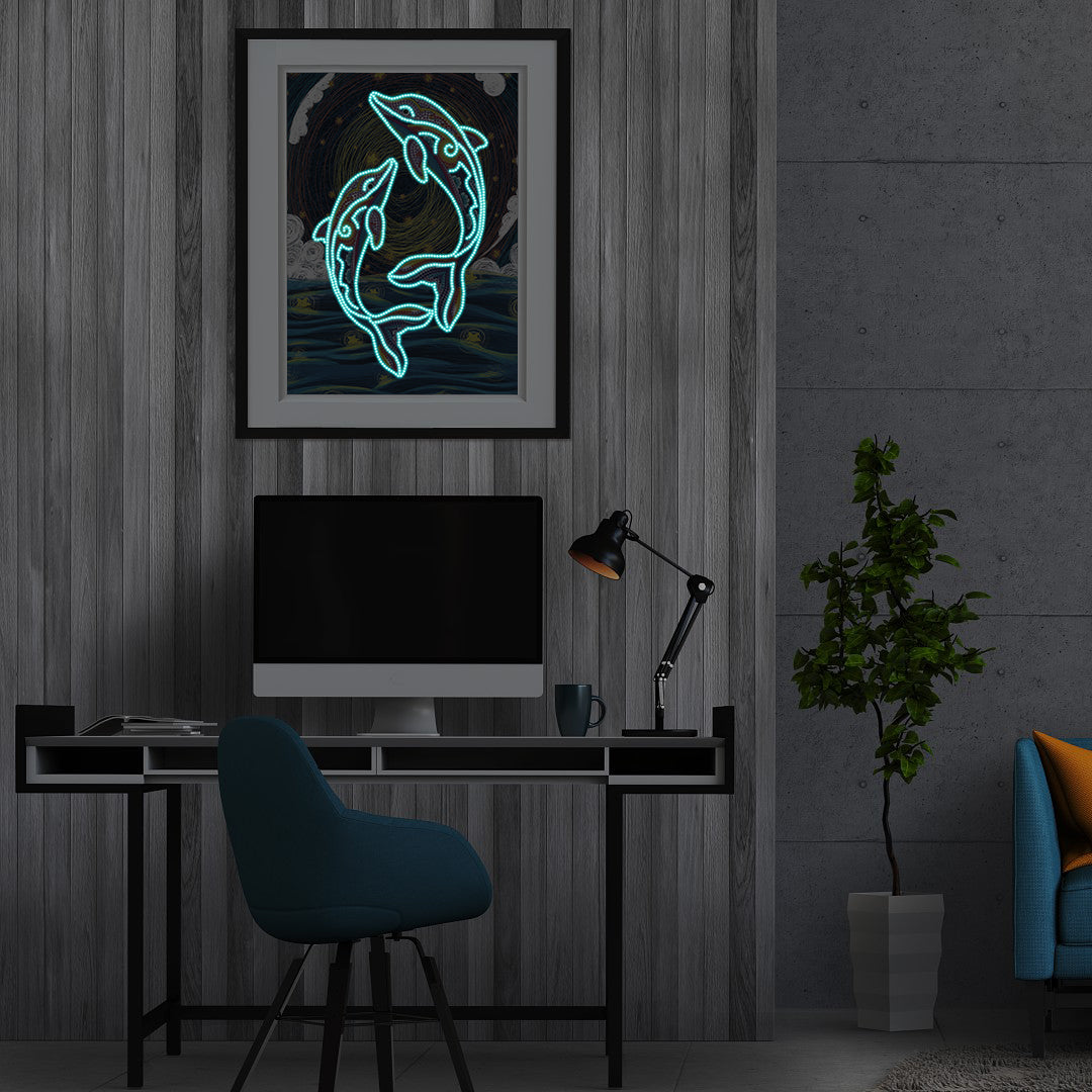 Dolphins - DIY Diamond Painting Glow in the Dark