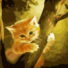 Cat climbing on a Tree- DIY Painting By Numbers