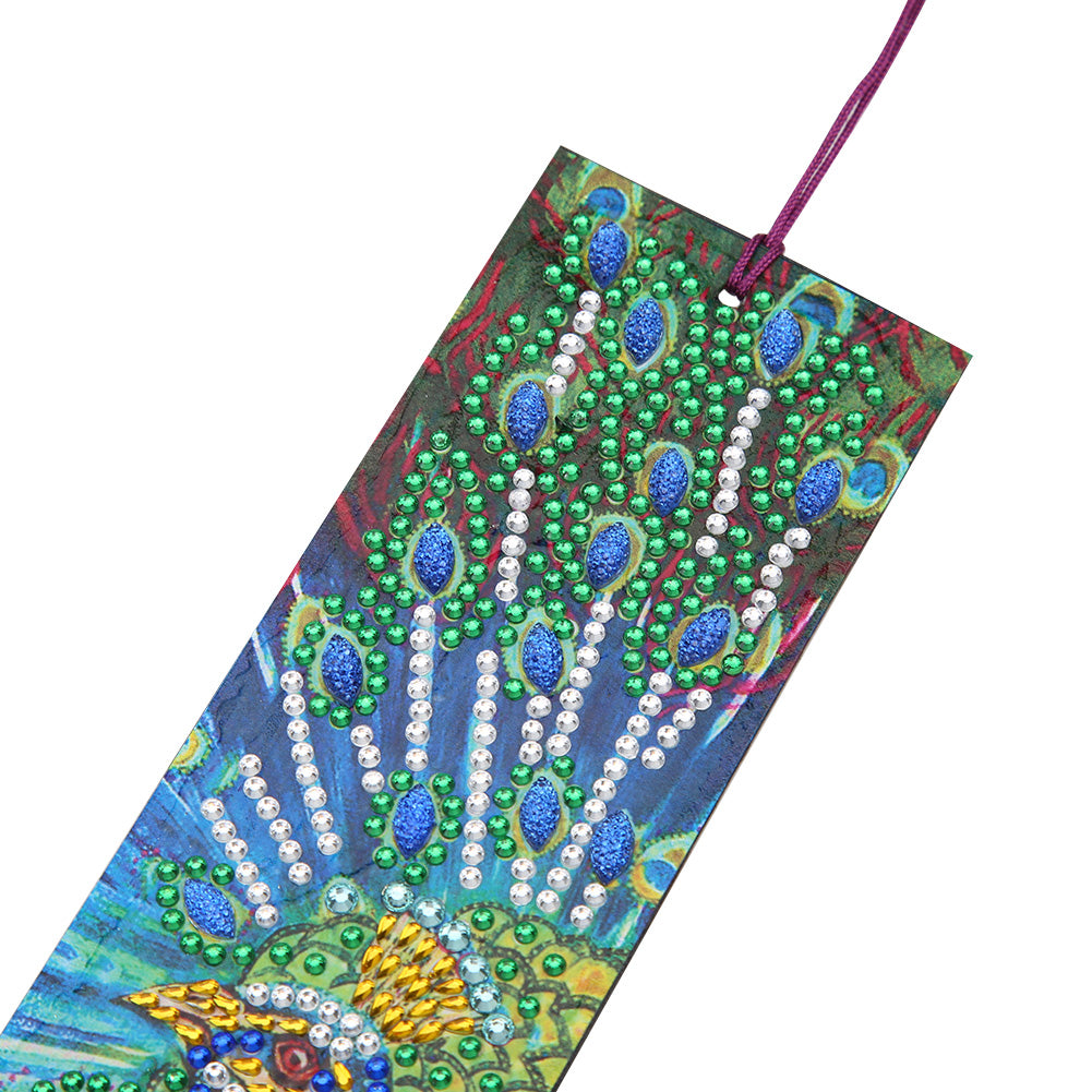 Closeup Peacock - Diamond Painting Bookmark