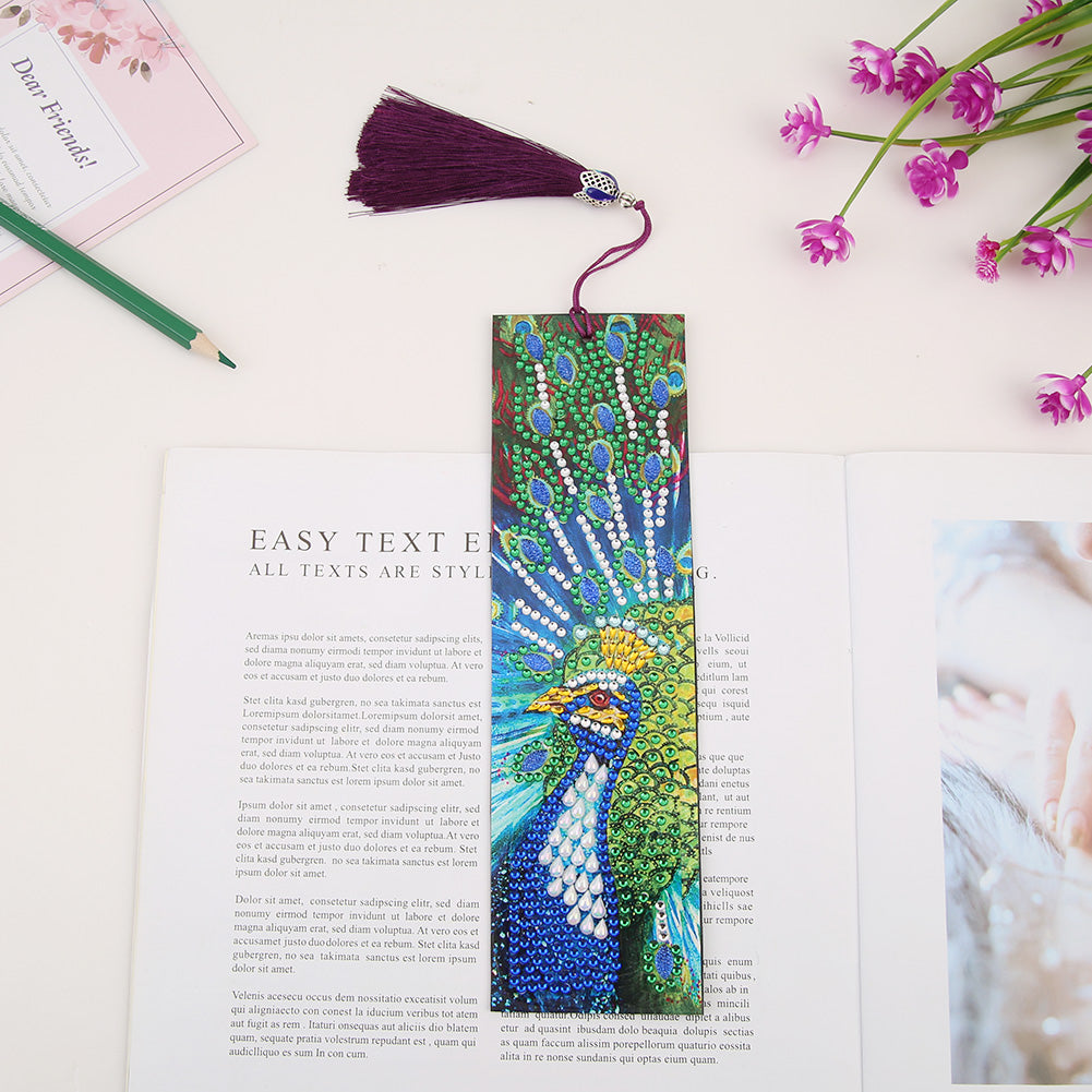 Closeup Peacock - Diamond Painting Bookmark