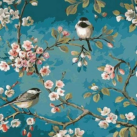 Image of Birds on Almond Tree - DIY Painting By Numbers