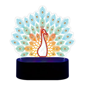 Peacock - DIY Diamond Painting Glow in the Dark Lamp