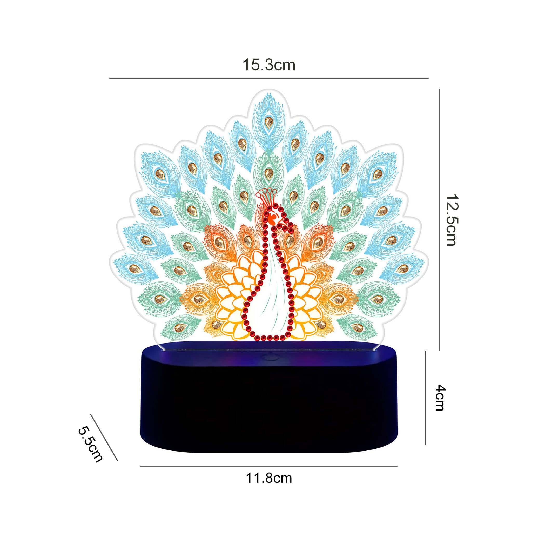 Peacock - DIY Diamond Painting Glow in the Dark Lamp