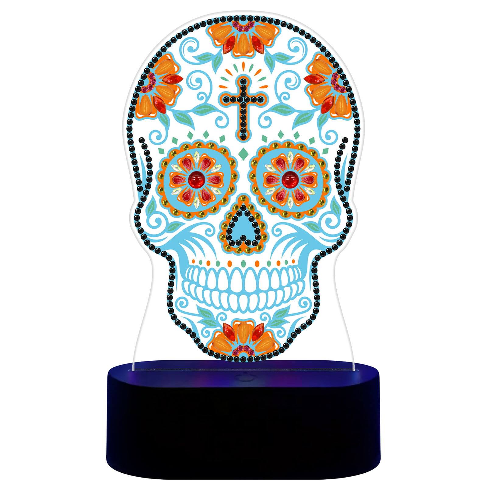 Mandala Skull - DIY Diamond Painting Glow in the Dark Lamp