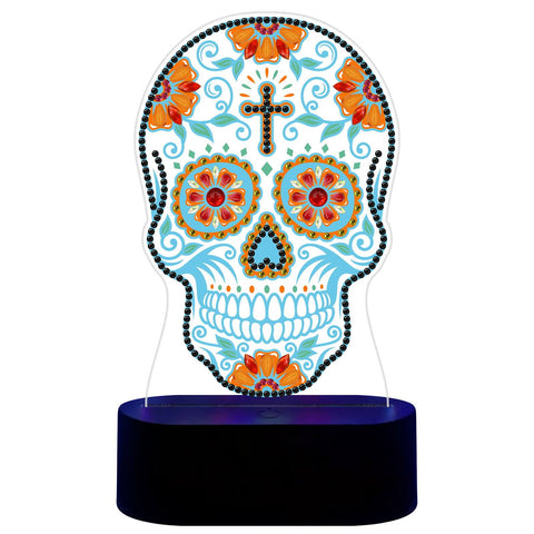Image of Mandala Skull - DIY Diamond Painting Glow in the Dark Lamp