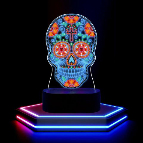 Image of Mandala Skull - DIY Diamond Painting Glow in the Dark Lamp