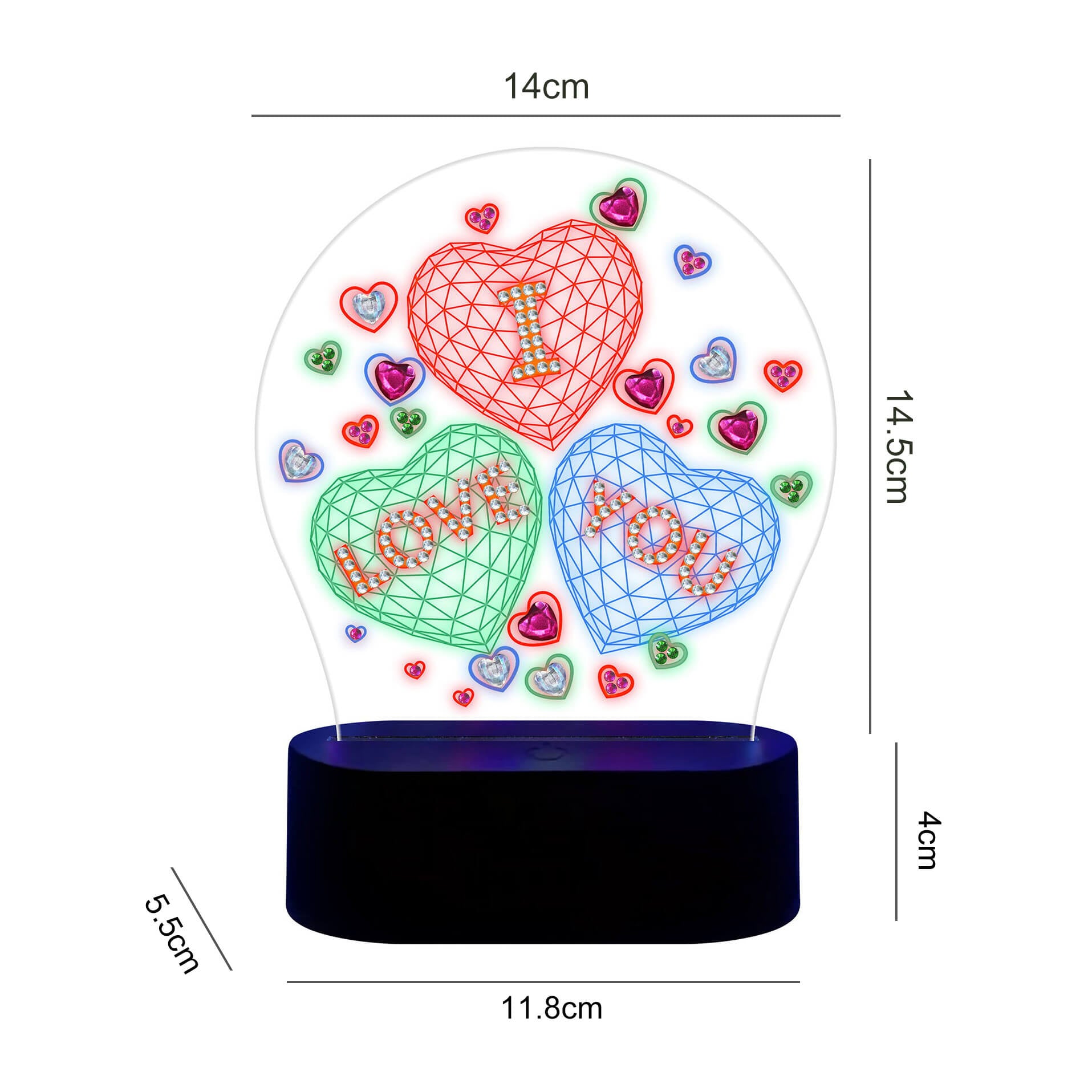 I Love You - DIY Diamond Painting Glow in the Dark Lamp